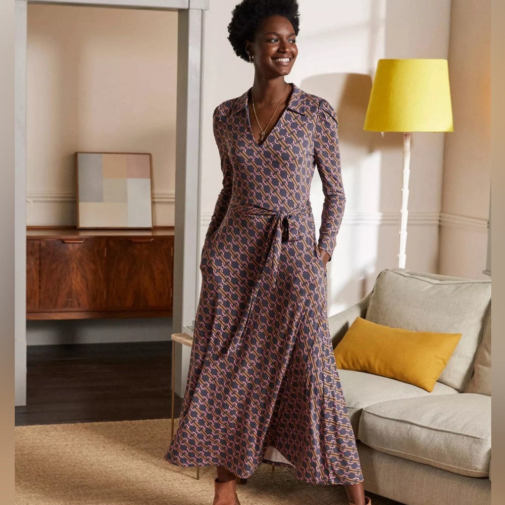 BODEN - Collar Jersey Midi Dress Size 16-18 R